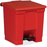 RUBBERMAID COMMERCIAL 8 gal Step-on Waste Container, Red, Plastic; High-density Polyethylene (HDPE); Resin RCP614300RED